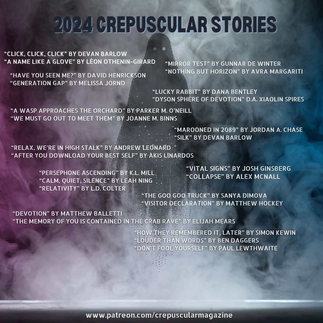 What a year in the in-between! 

🦇 25 incredible authors
🦇 26 incredible stories
🦇 7,795 words

We are incredibly proud of these stories we were able to share, and so grateful to all our readers and authors. 

Wishing you and yours a peaceful and hopeful new year.