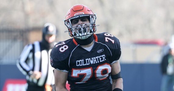 COLDWATER VS. KIRTLAND, 31-7
 
COLDWATER D6 STATE CHAMPS

GAME STATS:

4 SOLO TACKLES
5 ASSISTED TACKLES 
2 TFLS
2 FORCED FUMBLES
9 TOTAL TACKLES
1 PANCAKE

GAME FOOTAGE: hudl.com/v/2RBy93