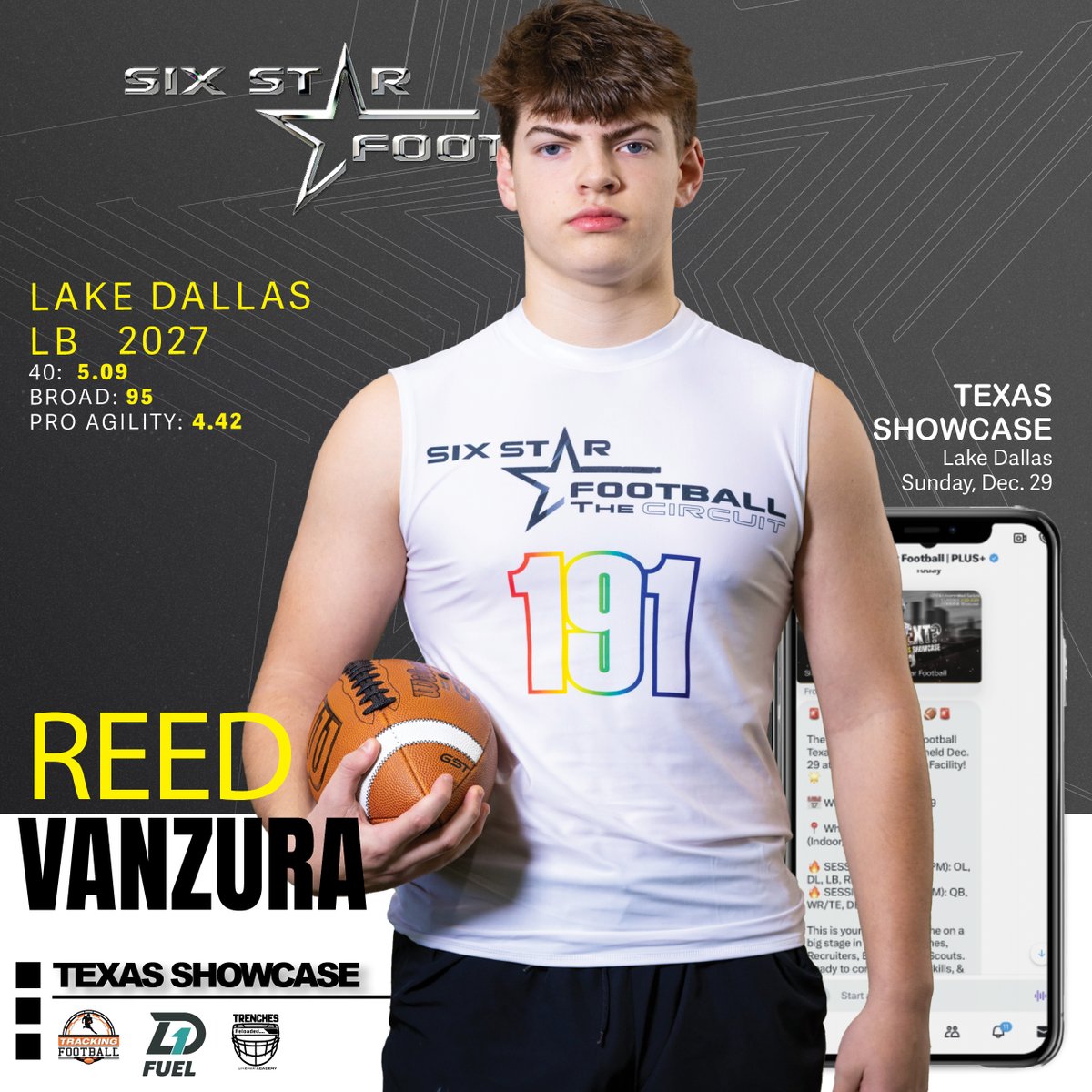 Six Star Football | PLUS+ (@sixstarfootball) on Twitter photo TEXAS SHOWCASE | Reed Vanzura
5’11, 200 | LB | 2027 | Lake Dallas (TX) | <a href="/VanzuraReed/">Reed Vanzura</a>
⭐ Rising prospect Reed Vanzura was a standout at the Texas Showcase! TEXAS SHOWCASE | Reed Vanzura
5’11, 200 | LB | 2027 | Lake Dallas (TX) | <a href="/VanzuraReed/">Reed Vanzura</a>
⭐ Rising prospect Reed Vanzura was a standout at the Texas Showcase!
