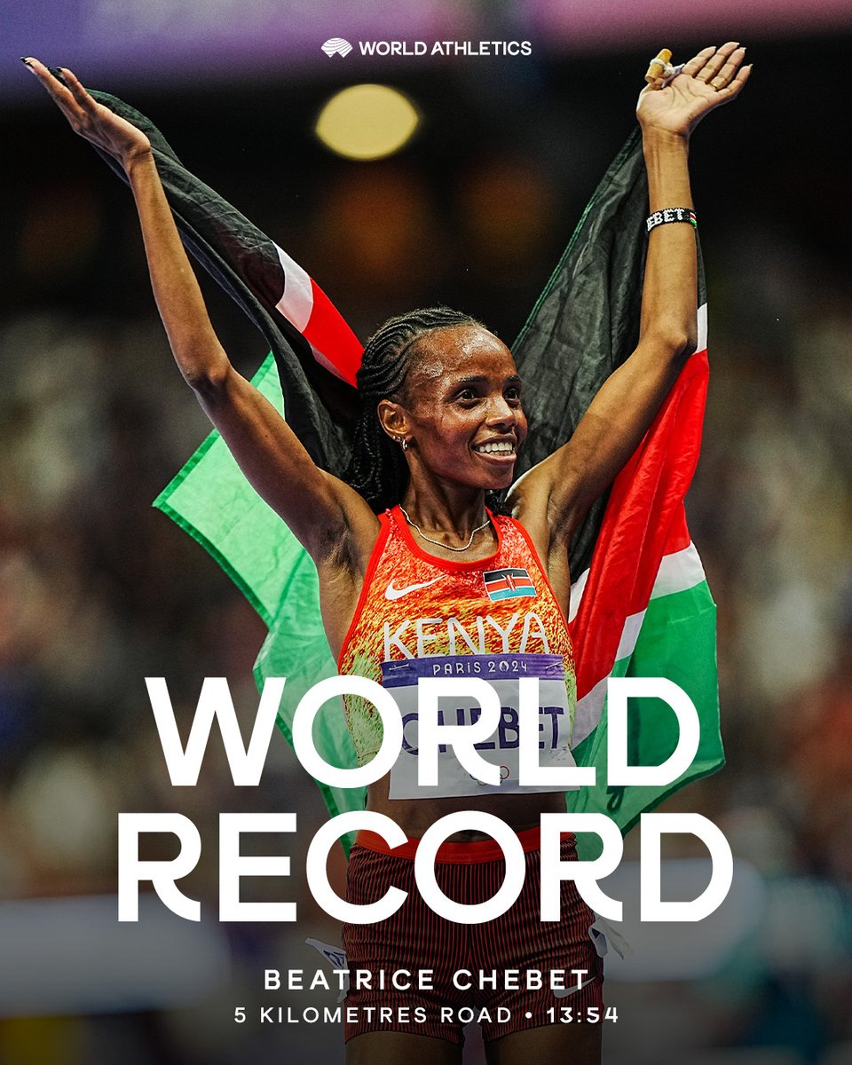 What a way to end the year 👀 

🇰🇪's Beatrice Chebet becomes the first woman in history to break 14 minutes over 5 kilometres.

She clocks an unofficial 13:54* during the Cursa Dels Nassos in Barcelona 🔥 

*Subject to the usual ratification procedure