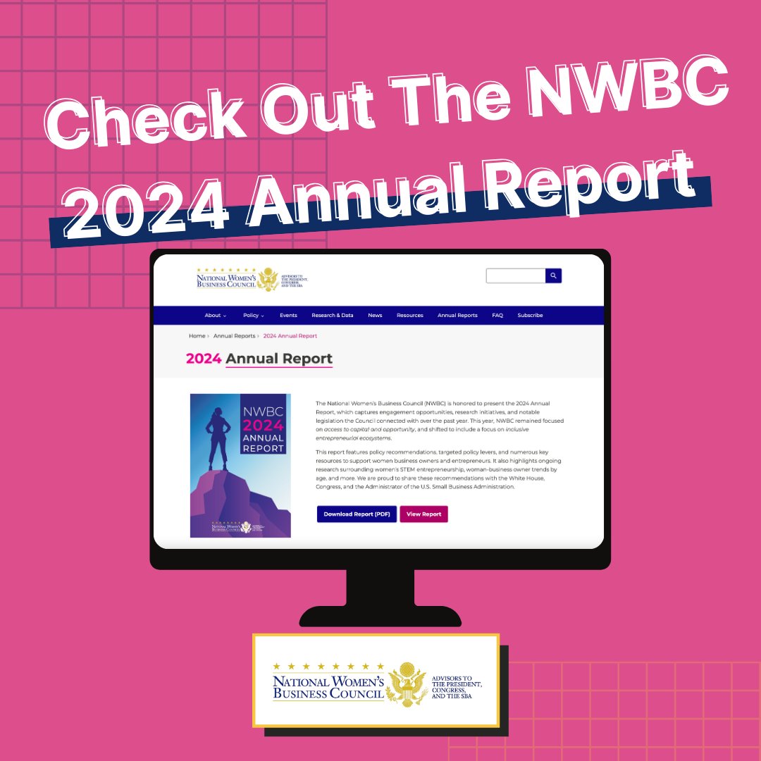 Missed the release of our 2024 Annual Report? Head over to our website to access the full report! The report highlights key achievements, challenges, and opportunities for women entrepreneurs across the nation. 

Visit nwbc.gov/report/2024-an… to access now.