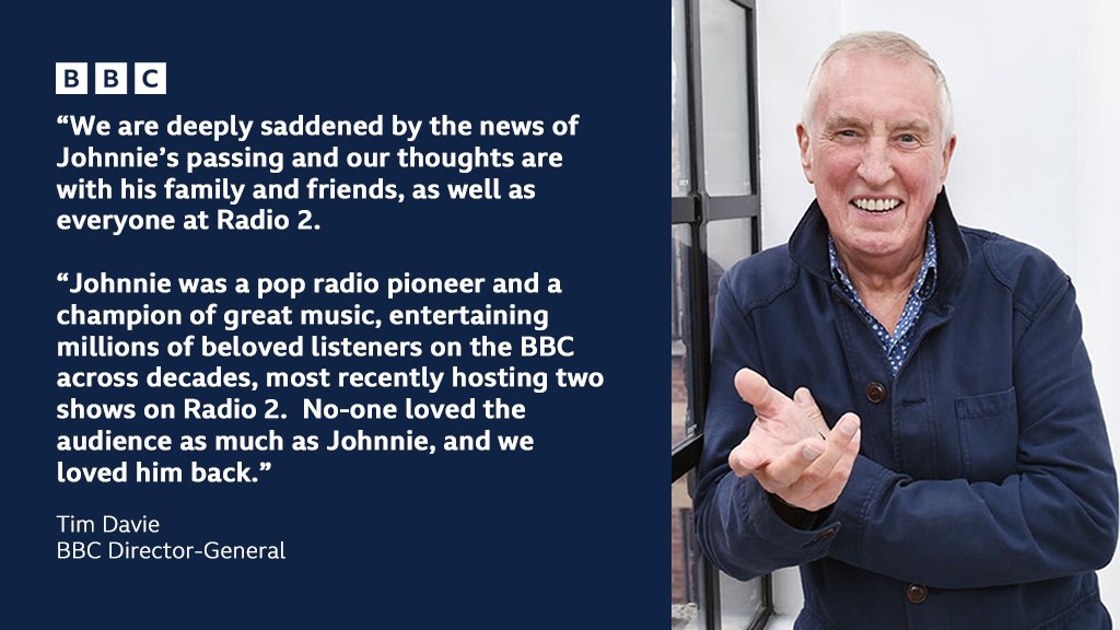 "Johnnie was a pop radio pioneer and a champion of great music, entertaining millions of beloved listeners on the BBC across decades"

Tributes are paid to Johnnie Walker MBE

Read more: bbc.in/3BFsLhx