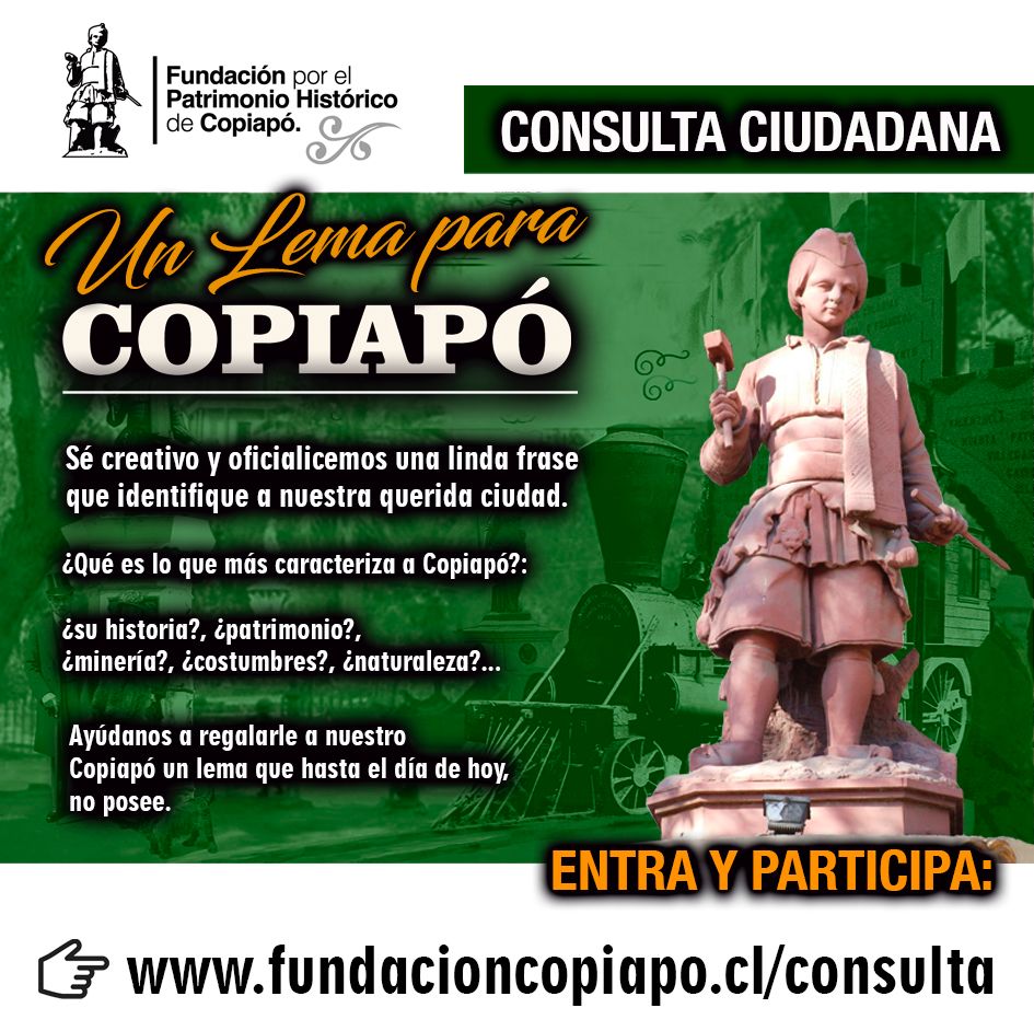Y si despedimos este 2024 pensando en mejorar nuestra ciudad.
Únete a la construcción de un lema para #Copiapó 
Participa en esta iniciativa ciudadana, juntos y juntas levantemos a la capital regional.
Ingresa al link 👉 
ciudad.fundacioncopiapo.cl/consulta
