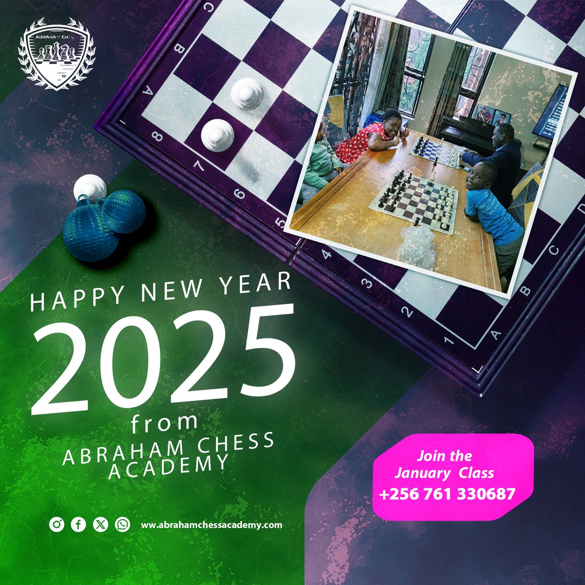 AbrahamChessA's tweet image. ♟️ Happy New Year 2025 from Abraham Chess Academy! 🌟 Start the year with strategy and focus—join our January classes and master the game of kings. 🏆
📞 Call us today: +256 761 330687
🌐 abrahamchessacademy.com

#Chess2025 #LearnChess #AbrahamChessAcademy