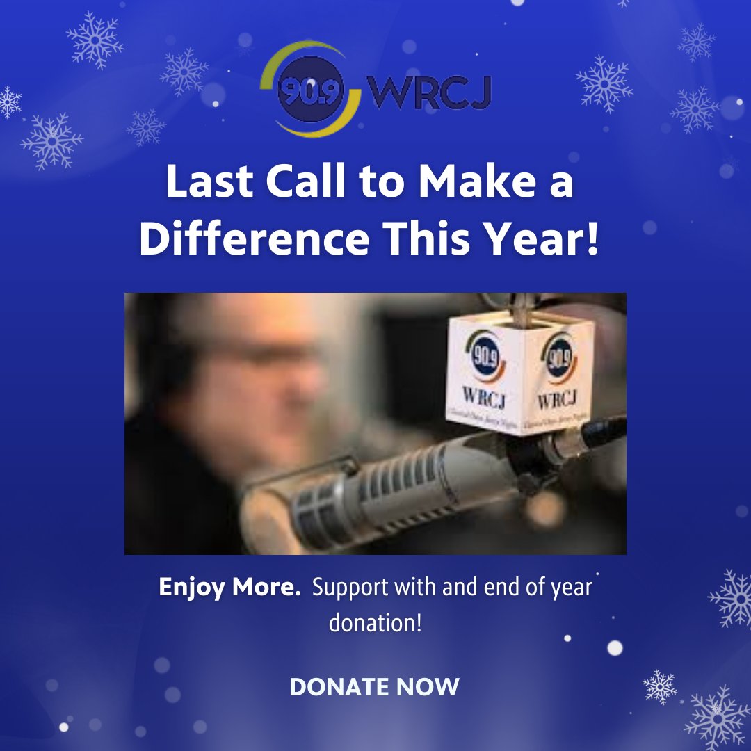 It's the last day of 2024! Join us in our mission to engage, entertain, educate and inspire by making a tax-deductible contribution to 90.9 WRCJ today!

Visit wrcjfm.org/donate. Thank you for your support!