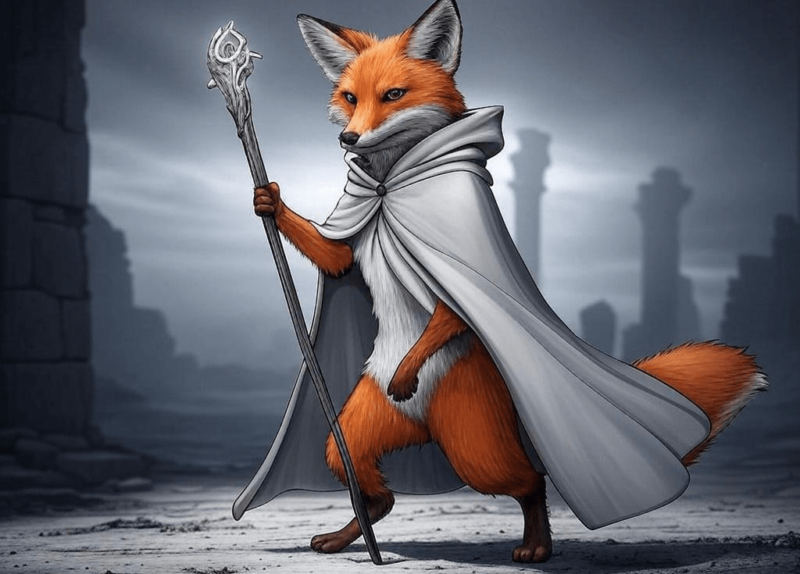 ScottyTreehouse's tweet photo. AI generated image - Cunning fox in a flowing cloak - #aiforever #aiart https://t.co/nu4gb5xk1v https://t.co/Ugz3xMwRjX