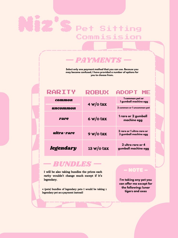 🍥| #adoptme pet-sitting commission༉‧  
– dm if interested

( like &amp;  rt are vv appreciated! )