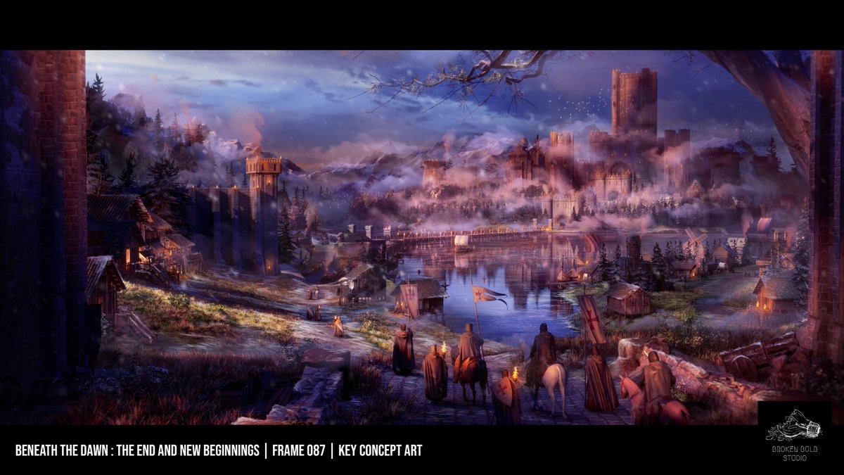 _BrokenBulb's tweet photo. As dawn breaks over the misty castle, knights return, villagers stir, and hope awakens. 'Beneath The Dawn: The End and New Beginnings' captures resilience and the promise of brighter days.

#UnrealEngine #conceptart #cinematic #storytelling #brokenbulbstudio https://t.co/mSJuQvHISD