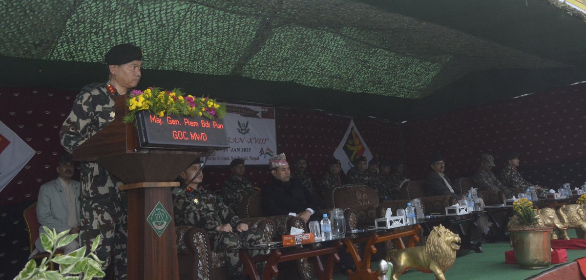 NepaliArmyHQ's tweet image. नेपाली सेना र भारतीय सेनाबिच सञ्चालन हुँदै आएको संयुक्त सैनिक अभ्यास “SURYA KIRAN” को अठारौँ संस्करण पुस १६ गतेबाट सालझण्डीस्थित नेपाली सैनिक व्याटल स्कुलमा सुरु भयो । 
#JointExercise #exsuryakiran
@adgpi