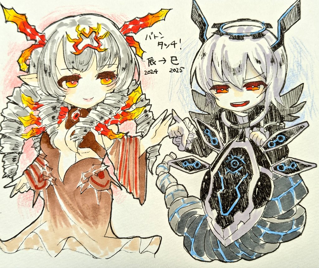 alph98's tweet photo. お久しぶりです。今年もこれだけ描きに来ました。私は風邪こじらせて死んでます。
ヘビのユニットってオリボ8みたいなのしか居なくて悩んでたんですけど、アポピスがヘビな事に気づけてよかったです。
来年もよろしくお願いします！
 #cojイラスト https://t.co/fkqWVJokVf