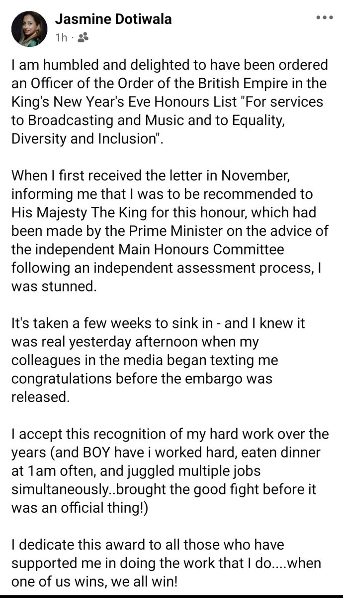 Jasmine Dotiwala OBE tweet media
