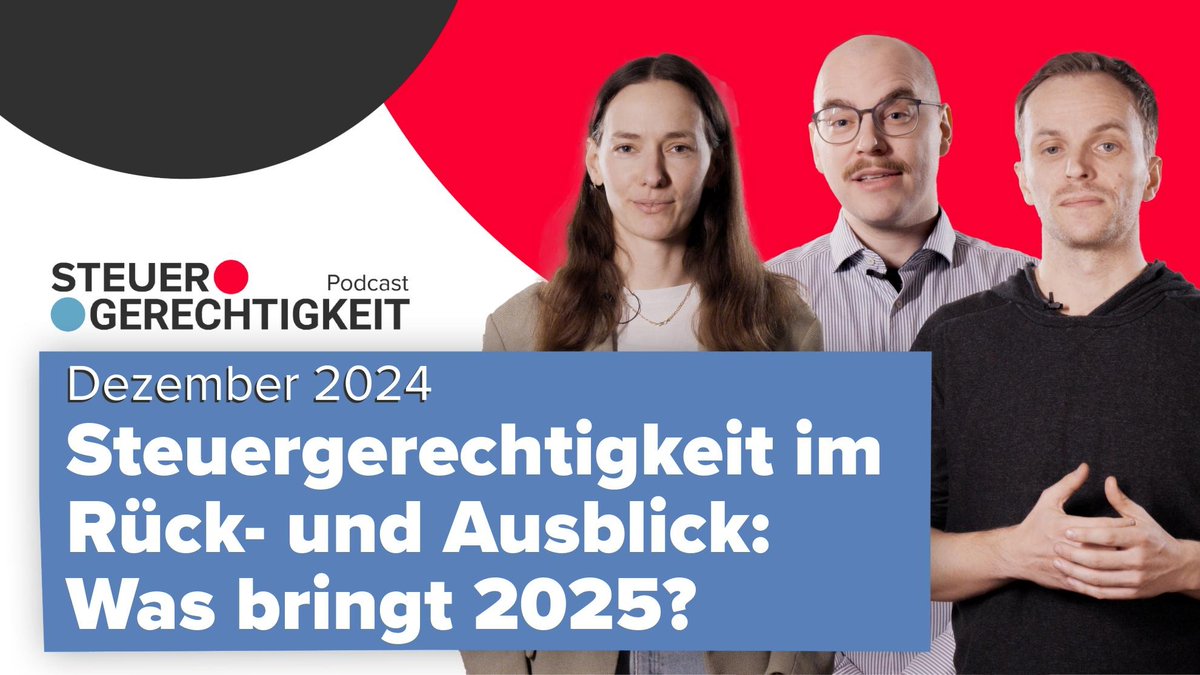 Zum Jahresende möchten wir uns bei unseren Unterstützer*innen bedanken! Mit dem letzten Gerechtigkeitscheck für 2024, einer besonderen Podcastfolge (mit Outtakes!) und mit Steuergerechtigkeit im Rückblick auf dieses Jahr und einem Ausblick auf 2025.

preview.mailerlite.com/p1a5b3z8f9/264… (1/3)