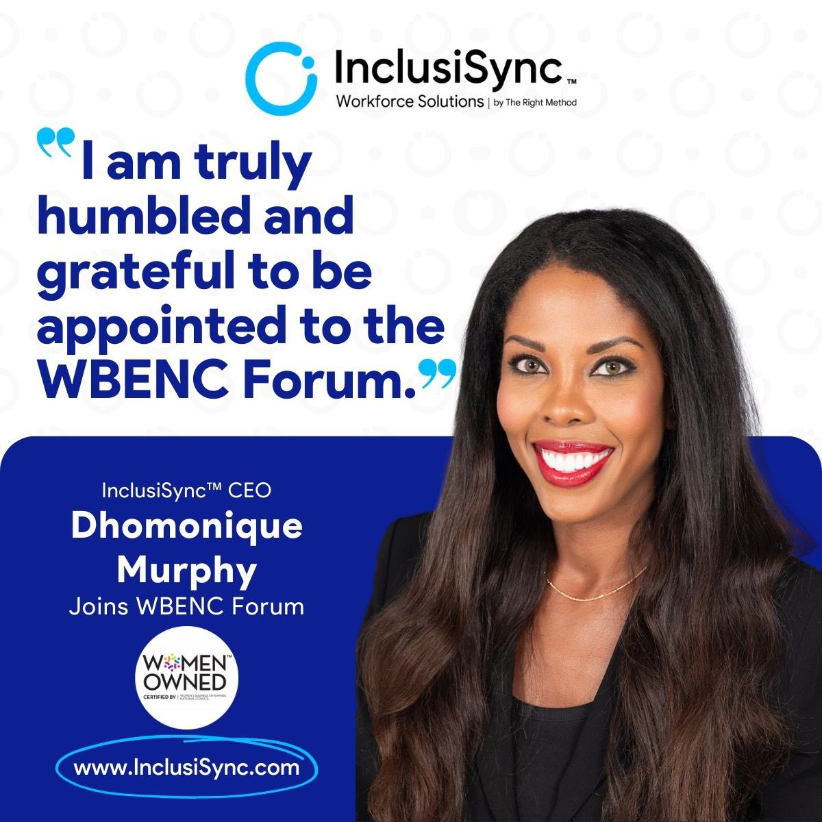 skillsprintapp's tweet photo. At InclusiSync™, we are proud to announce that our CEO, @Dhomonique Murphy, has been appointed to the prestigious WBENC Forum as part of the 2025 class.
Read more about this exciting announcement: https://t.co/aNWzhggKWh
#InclusiSync #WBENCForum #Leadership #WomenInBusiness https://t.co/jxHkzFxZZT