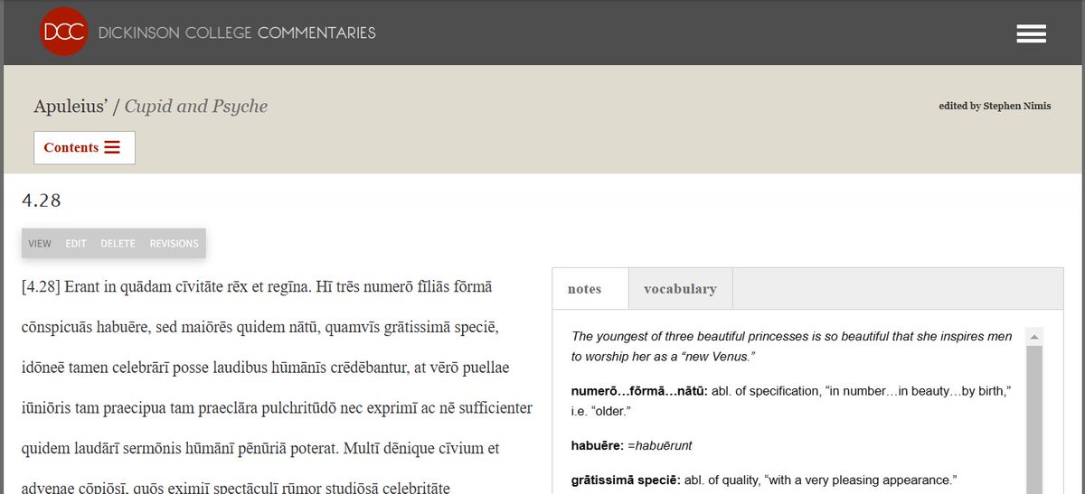 20 <a href="/DickinsonCol/">Dickinson College</a> student volunteers are helping edit notes and vocab lists for Apuleius' Cupid and Psyche over the winter break, and offering to work on New Years Eve and New Years Day. They are into it, and thanks to them this comm will have EXACTLY what students most need.