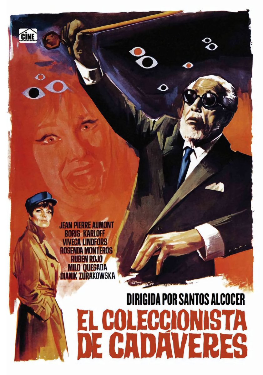 TheFilmFair's tweet photo. Spanish movie poster for #CauldronOfBlood aka #ElColeccionistaDeCadaveres (1968 - Dir. #SantosAlcocer #EdwardMann) #BorisKarloff #JeanPierreAumont #VivecaLindfors https://t.co/9XXq1Q6UqP