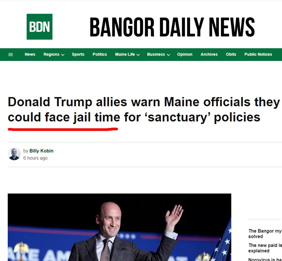 unquirer's tweet image. #Maine #MEpolitics 
"The Cumberland County Jail has not honored federal Immigration and Customs Enforcement requests to hold inmates beyond their release dates since 2017 under a policy implemented by Sheriff Kevin Joyce, a Democrat. ICE identified the Hancock County Jail in a