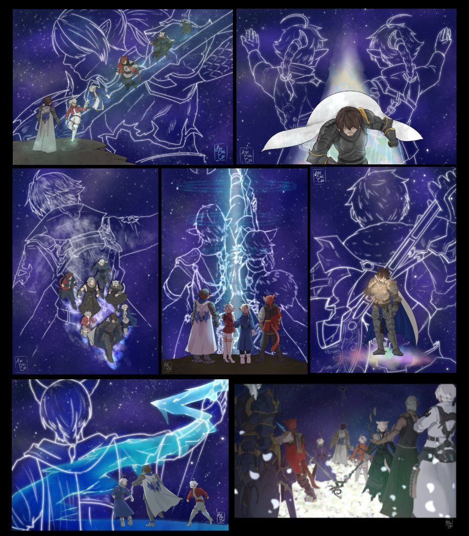 (Fixed them a smidge so the backgrounds are consistent)

You know I drew Thancred over a year ago and then decided I wanted to do the rest? Thank you everyone for the love for this set, I’m glad it touched so many 💙