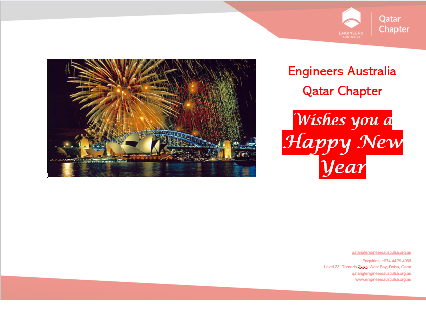 EngAusQatar's tweet photo. May your festive season be filled with joy and warmth in your home.

As we celebrate the spirit of innovation and collaboration, may the upcoming year bring you extraordinary accomplishments in engineering.

Wishing you and your loved ones a prosperous and successful New Year! https://t.co/ijBBbjfD5n