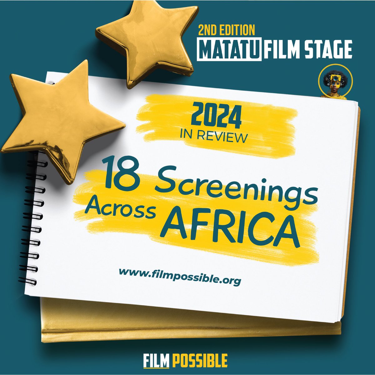 matatufilmstage's tweet photo. @matatufilmatage 2nd Edition Recap. This edition has been an incredible success! We proudly screened exceptional African short films across 7 cities in Africa, reaching over 5,000 eyes and celebrating the vibrancy of African cinema.  More to come in 2025! Happy New Year! https://t.co/IU4yymPW3e