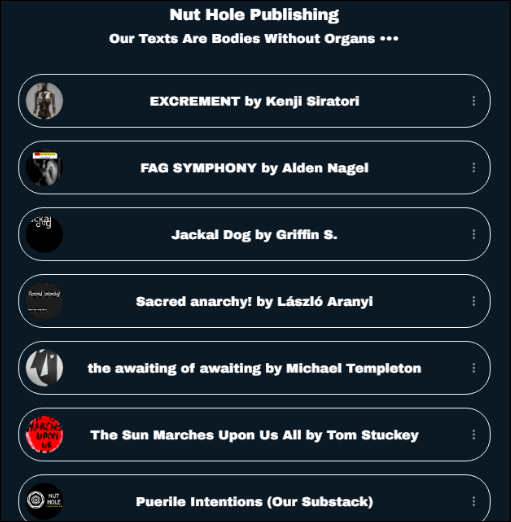 My new book "Sacred Anarchy!" is published by Nut Hole Publishing (USA). Thanks to the editor, Alden Nagel! I continue to be ignored in my own country. In Hungary, there is a mad tyranny devouring contemporary art... Happy New Year to all free souls!