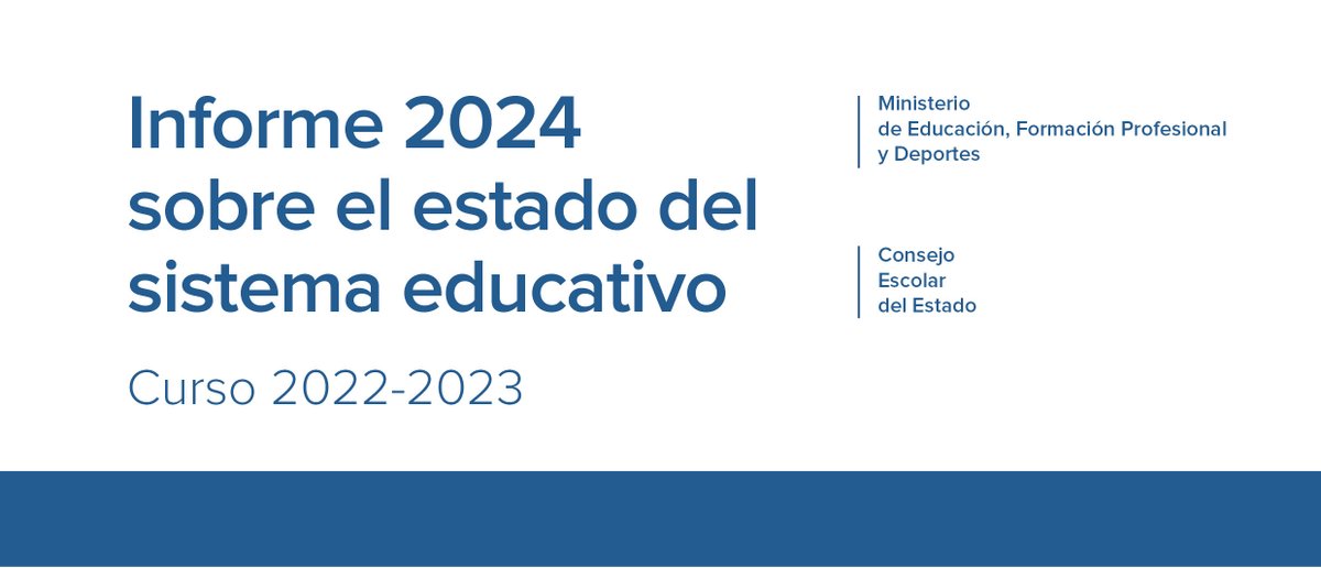 Consejo Escolar del Estado (@consescoestado) on Twitter photo Si quieres conocer todos los datos del sistema educativo español referentes a las enseñanzas no universitarias y recomendaciones para mejorarlo, consulta el último Informe del <a href="/ConsEscoEstado/">Consejo Escolar del Estado</a>.
🔗 educacionfpydeportes.gob.es/mc/cee/publica… Si quieres conocer todos los datos del sistema educativo español referentes a las enseñanzas no universitarias y recomendaciones para mejorarlo, consulta el último Informe del <a href="/ConsEscoEstado/">Consejo Escolar del Estado</a>.
🔗 educacionfpydeportes.gob.es/mc/cee/publica…