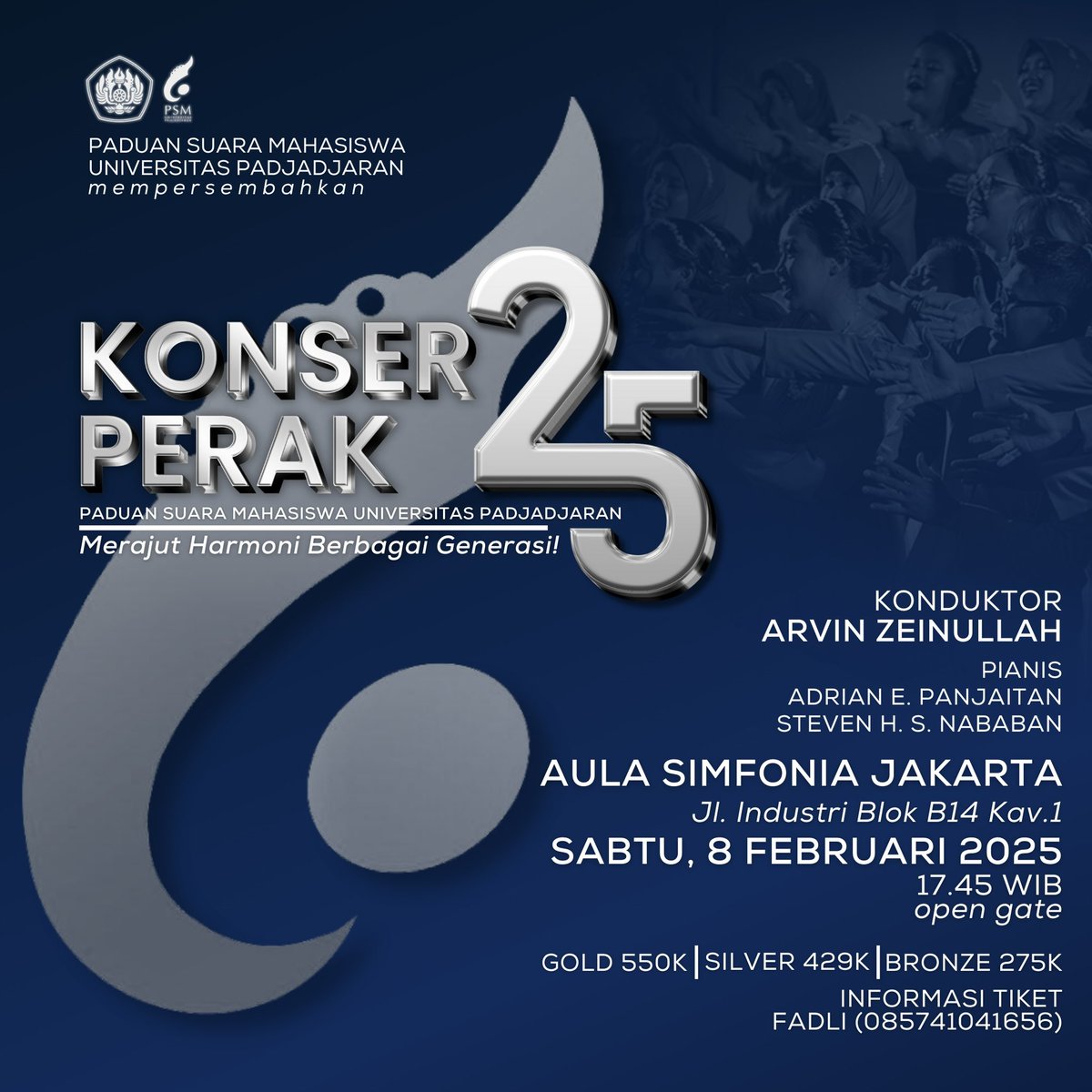 unpadchoir's tweet photo. [PROMO BUNDLE KONSER PERAK]

Belum sempat mendapatkan promo early bird Konser Perak? Jangan khawatir! Konser Perak kini hadir dengan Promo Bundle! Satu bundle terdiri dari empat tiket dengan harga sebagai berikut:
Gold - Rp 1.870.000
Silver - Rp 1.458.600
Bronze - Rp 935.000 https://t.co/3fZvLC2Ohm