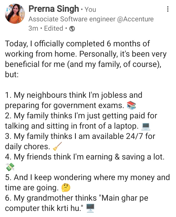 i_prernasingh's tweet photo. Here's to the joys and quirks of WFH life! 😆
#accenture #wfh #WorkFromHome #teclife https://t.co/QFkZCCeS4B