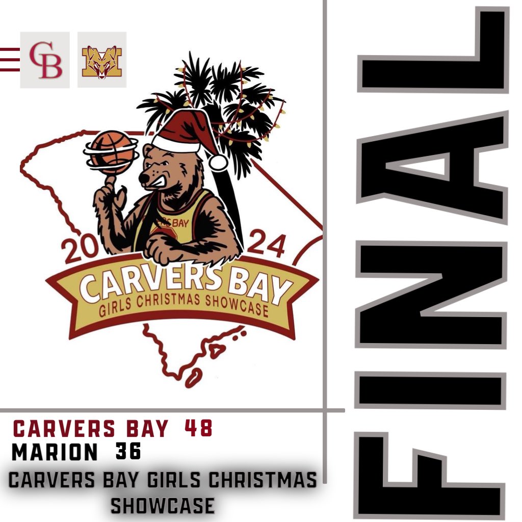 CoachKingsbury1's tweet photo. @Tristanwaters6 @_danny_kelly @ChrisParksWBTW @BDunnsports @PGH_SCarolina @peedeesportss @SportsinPeeDee @ConwayGBB @PatriceHolmes23 @jwedrasc @NMBBALLIN @MONEY_EZ @RHHSGirlsBBall @CoachKennyO @cfhspanthers To wrap up The 2024 Carvers Bay Girls Christmas Showcase. Carvers Bay defeated Marion, 48-36. #CBGCS https://t.co/eWa7LC2bee