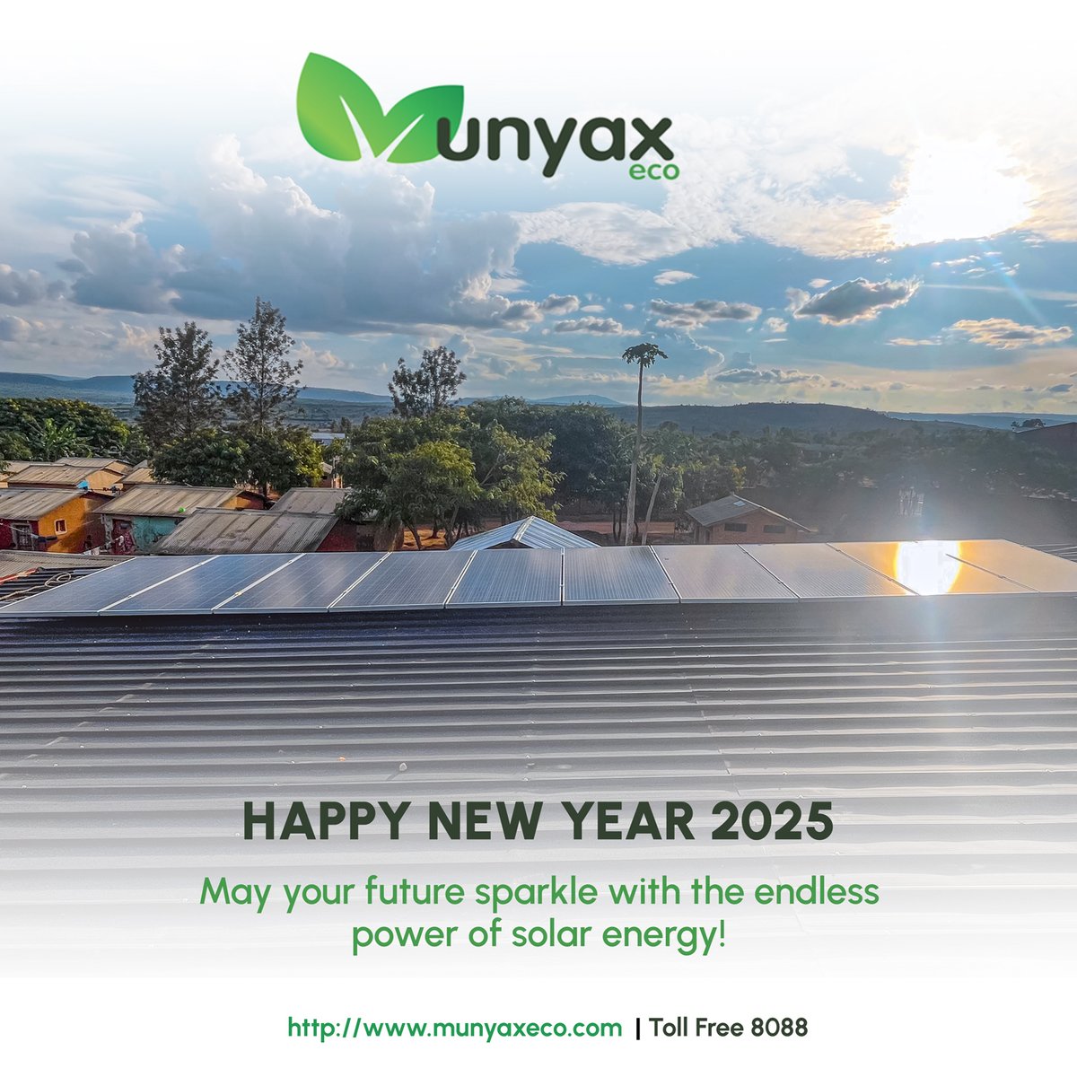 Happy New Year 2025!

May your future sparkle with the endless power of solar energy!

#FutureIsSolar #EcoFriendly #SolarPower #Sustainability #NewYearGoals #MunyaxEco #RwOT