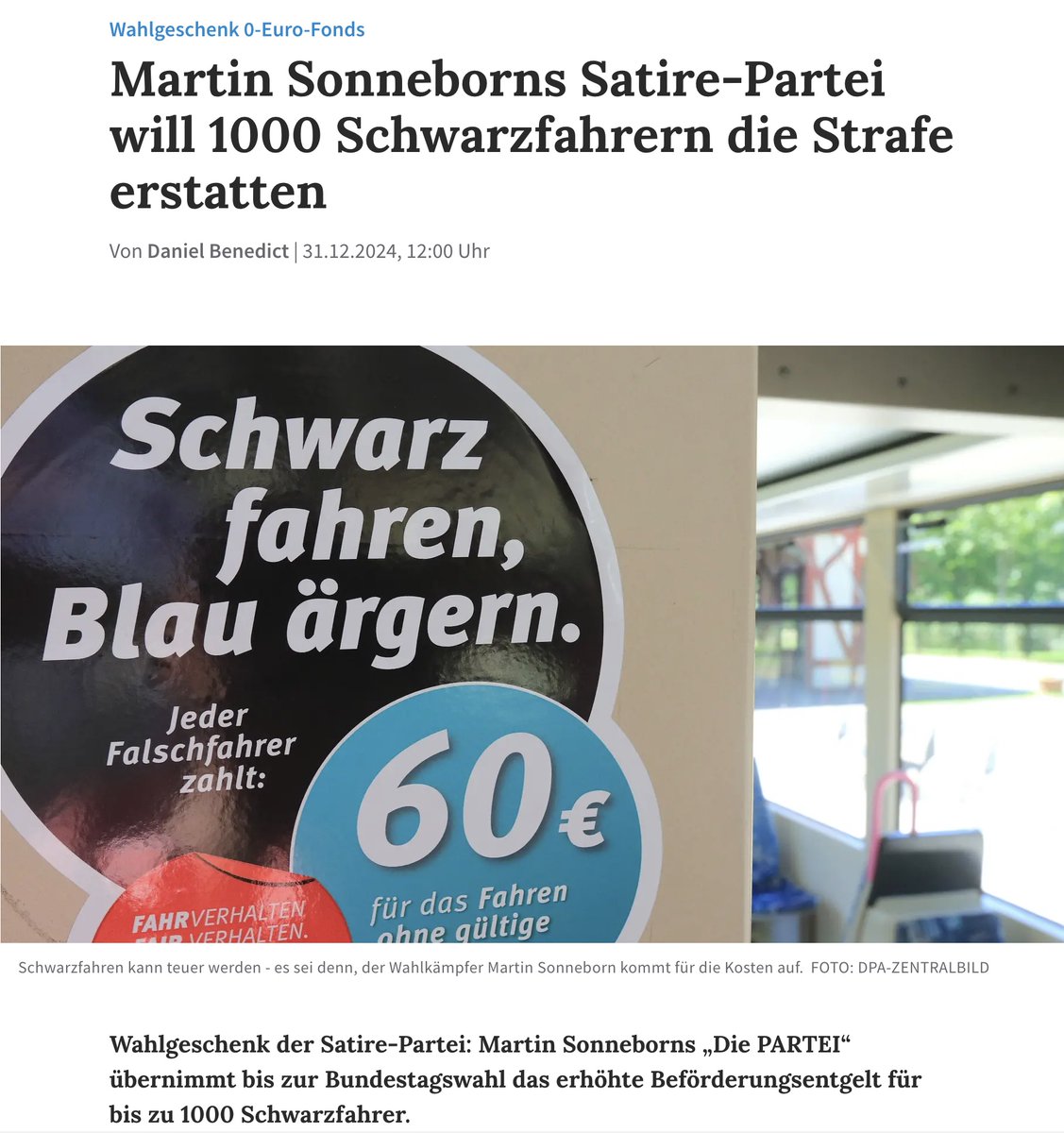 MartinSonneborn's tweet image. Noch jemand ohne Fahrschein...? Die PARTEI hätte da - im Vorfeld der Bundestagswahl - etwas für Sie... Smiley!
noz.de/deutschland-we…