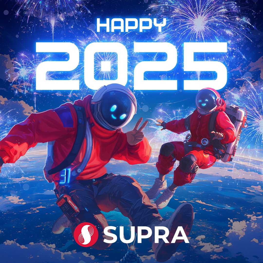 SUPRA_Labs's tweet photo. Happy New Year Supra Tribe!

Here's to 2025, the year we get fully integrated ✨ https://t.co/P6ll2bJErQ