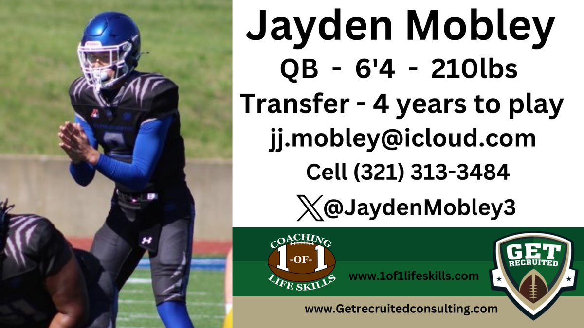 Get Recruited (@get__recruited) on Twitter photo Jayden Mobley - Tranfer - QB - 6'4, 210lbs - 3.6 GPA - Big, strong, athletic, with a big arm. Culver-Stockton College - Profile: app.productiverecruit.com/profile/jaydenโฆ <a href="/JaydenMobley3/">Jayden Mobley</a> <a href="/1of1lifeskills/">1-of-1 Consulting</a> <a href="/RMU_Football/">RMU Football</a> <a href="/RedFlashFB/">Saint Francis Football</a> <a href="/StonehillFB/">Stonehill Football #DIG</a> <a href="/Wagner_Football/">Wagner College Football</a> <a href="/UNewHavenFB/">New Haven Football</a> <a href="/SCSUFB/">SCSU Football</a> Jayden Mobley - Tranfer - QB - 6'4, 210lbs - 3.6 GPA - Big, strong, athletic, with a big arm. Culver-Stockton College - Profile: app.productiverecruit.com/profile/jaydenโฆ <a href="/JaydenMobley3/">Jayden Mobley</a> <a href="/1of1lifeskills/">1-of-1 Consulting</a> <a href="/RMU_Football/">RMU Football</a> <a href="/RedFlashFB/">Saint Francis Football</a> <a href="/StonehillFB/">Stonehill Football #DIG</a> <a href="/Wagner_Football/">Wagner College Football</a> <a href="/UNewHavenFB/">New Haven Football</a> <a href="/SCSUFB/">SCSU Football</a>