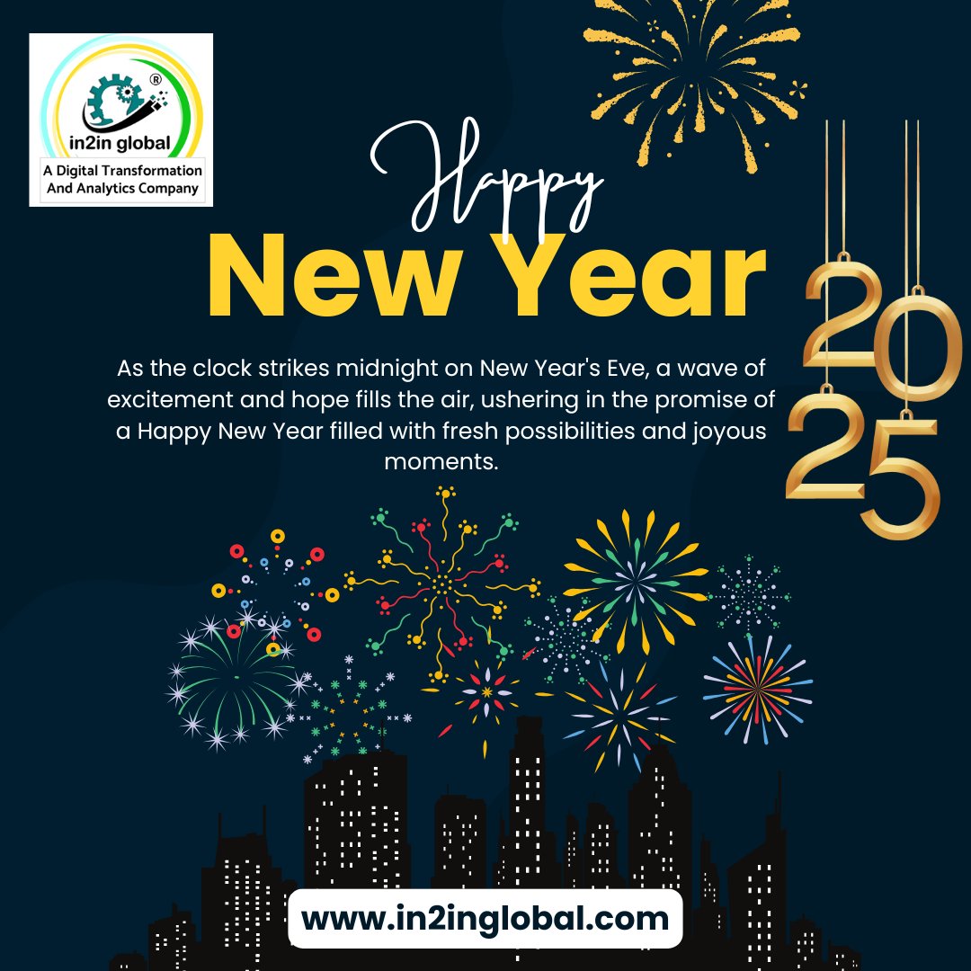 🎉✨ Cheers to new beginnings and endless possibilities! 🌟 At In2In Global, we're ready to make 2025 a year of growth, success, and transformation.  Wishing you a prosperous and happy New Year!  #In2InGlobal #NewYear2025 #SuccessTogether #GrowthAndInnovation #HappyNewYear