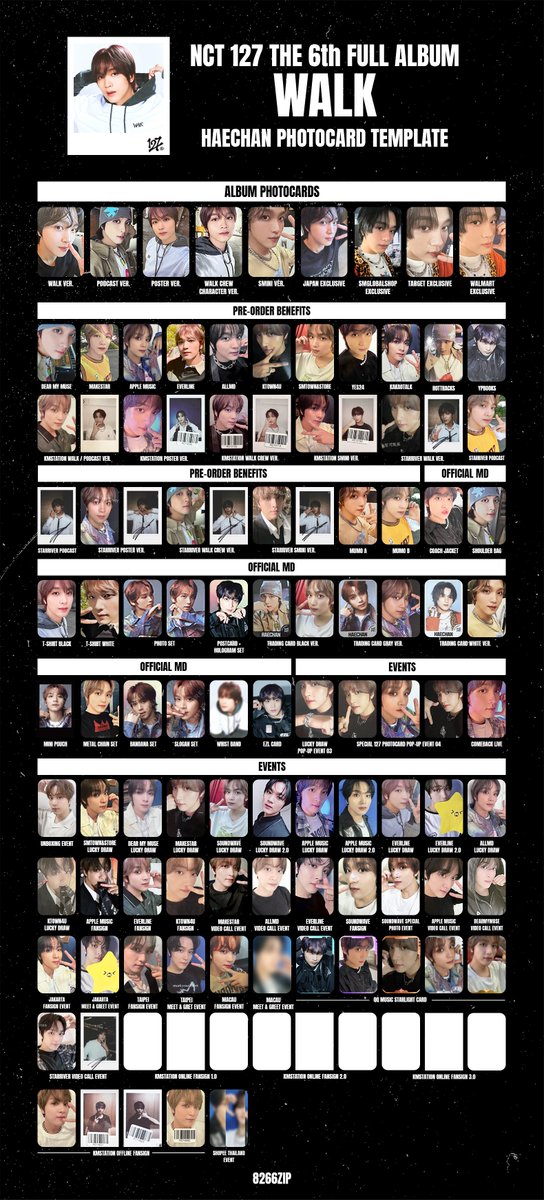 nct 127 'walk' the 6th album mark & haechan photocard template