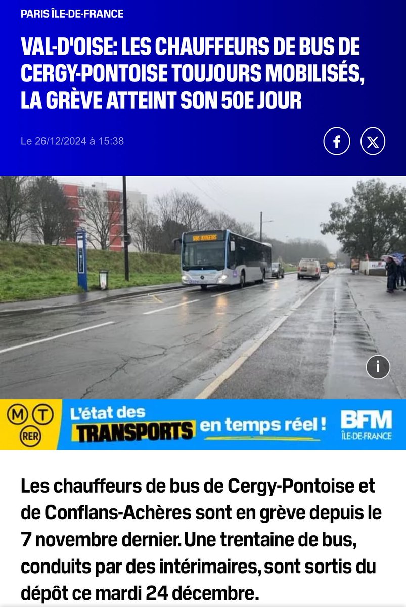 CelineMalaise's tweet image. 🚨🚌Depuis 56 jours, à 40 kilomètres de Paris, à Cergy et à Conflans, des chauffeurs de bus sont en grève contre des conditions de travail imposées par leur employeur FSO (Lacroix Savac).

Après avoir misé sur la stratégie du pourrissement, voici que leur employeur les menace.
⬇️