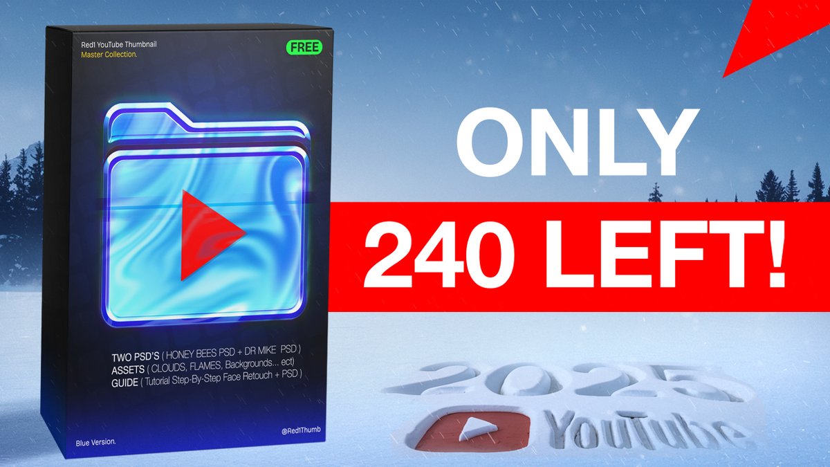 Red1 (@red1thumb) on Twitter photo The Best Free YouTube Thumbnails Pack ❄️
🎁the Free Limited Edition 300 Version –This exclusive offer expires in 5 days. 
📩I’m currently sending the pack to everyone who retweets, likes, and comments. Dm to claim yours
( Must Be following <a href="/Red1Thumb/">Red1</a> ) The Best Free YouTube Thumbnails Pack ❄️
🎁the Free Limited Edition 300 Version –This exclusive offer expires in 5 days. 
📩I’m currently sending the pack to everyone who retweets, likes, and comments. Dm to claim yours
( Must Be following <a href="/Red1Thumb/">Red1</a> )