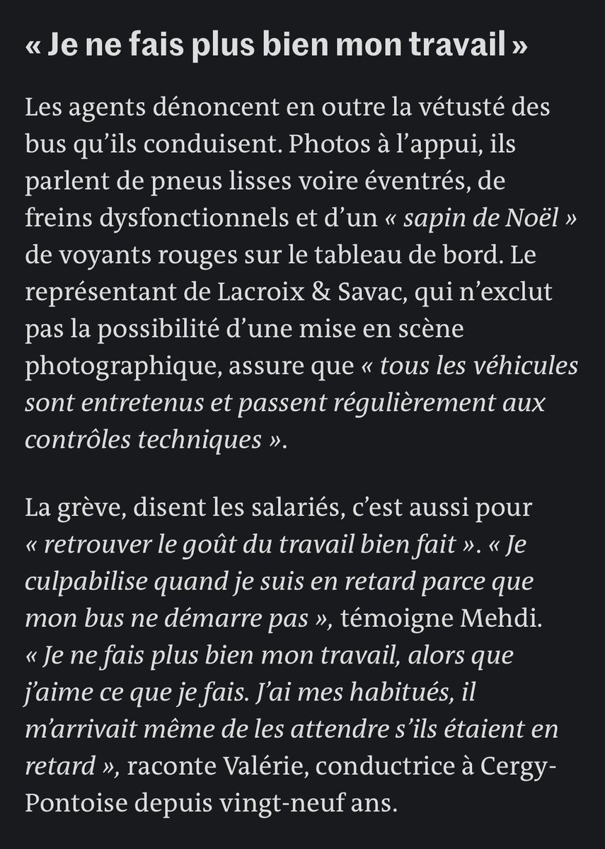 Concrètement cela signifie une baisse de salaires, des journées de travail hachées, des temps pour effectuer les courses intenables… une dégradation combinée des conditions de travail des chauffeurs et de transports des usagers.