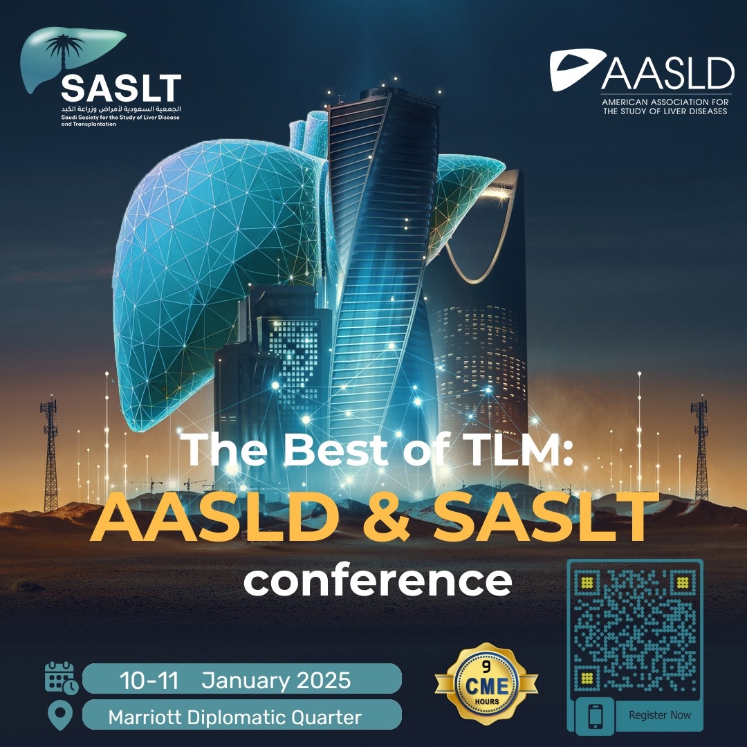 sasltksa's tweet photo. Register now for the Best of The Liver Meeting #TLM24 organized by @sasltksa in collaboration with @AASLDtweets, held in Riyadh on January 10 to 11, 2025.

This conference will present updates in the field of liver diseases and transplantation.

Registration link:
https://t.co/ytdiXBq7y0

@AASLDPresident
#LiverTwitter
#SASLT
#SASLT_AASLD