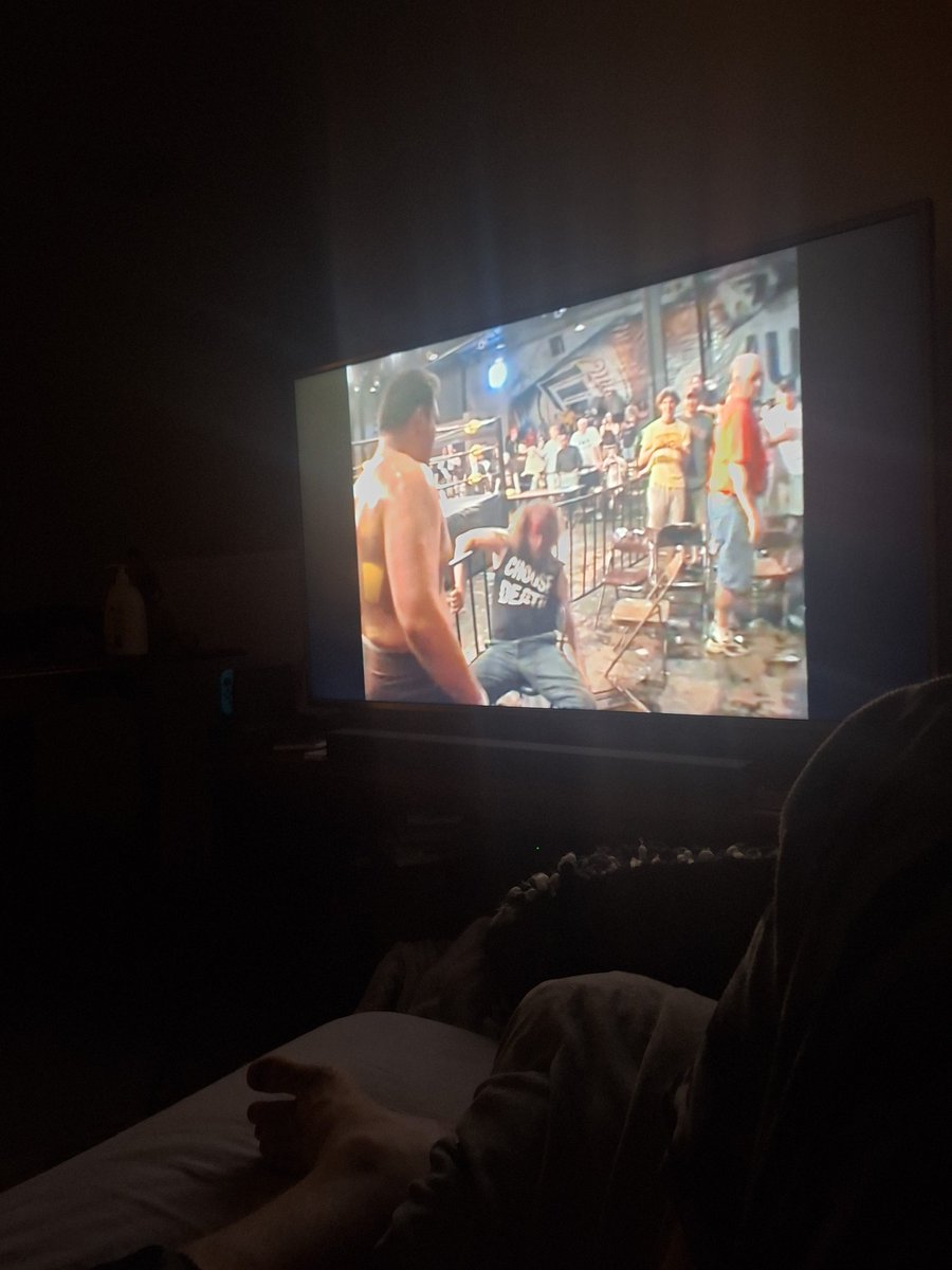 LunethSc2's tweet photo. I showed them necrobutcher vs Samoa Joe for new years https://t.co/8P8ta1jaUA
