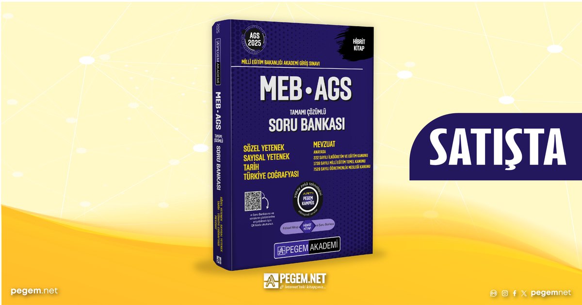 pegemnet's tweet photo. 2025 MEB-AGS Tamamı Çözümlü Soru Bankası Sözel Yetenek-Sayısal Yetenek-Tarih-Türkiye Coğrafyası-Mevzuat ÇIKTI!
İncelemek için 👉🏻 https://t.co/vyMIhdDl2I
#pegemakademi #pegem #mebags #ags #agssorubankası #sınavhazırlık #eğitimbizimişimiz https://t.co/VkAjBmLaMx