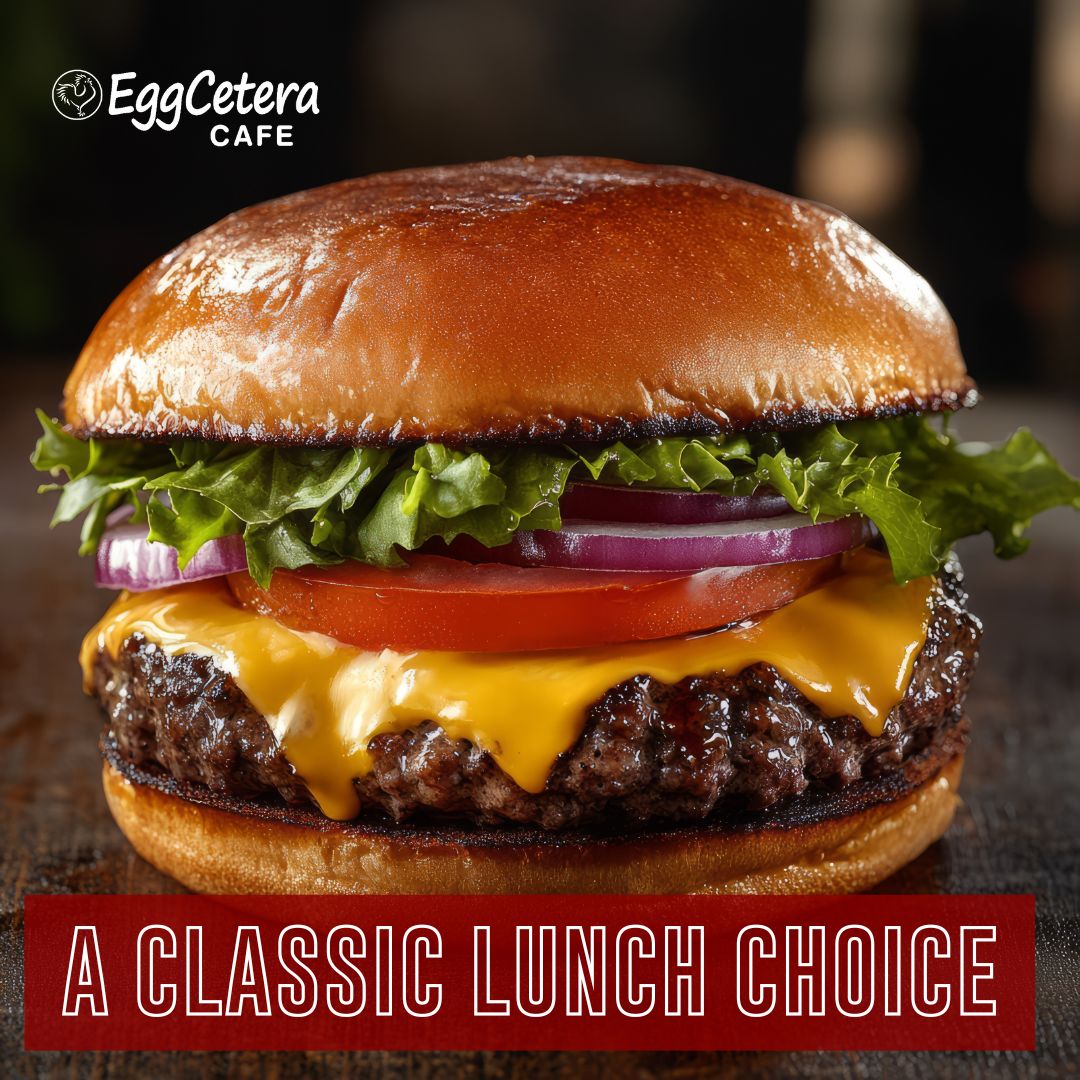 eggceteracafe's tweet photo. Sink your teeth into our juicy Cheeseburger, topped with melted American cheese, crisp lettuce, ripe tomato, and fresh onion—all served just the way you like it.

Make your lunch a classic today at EggCetera!

#eggceteracafe #mokena https://t.co/S6Z23DVrtZ