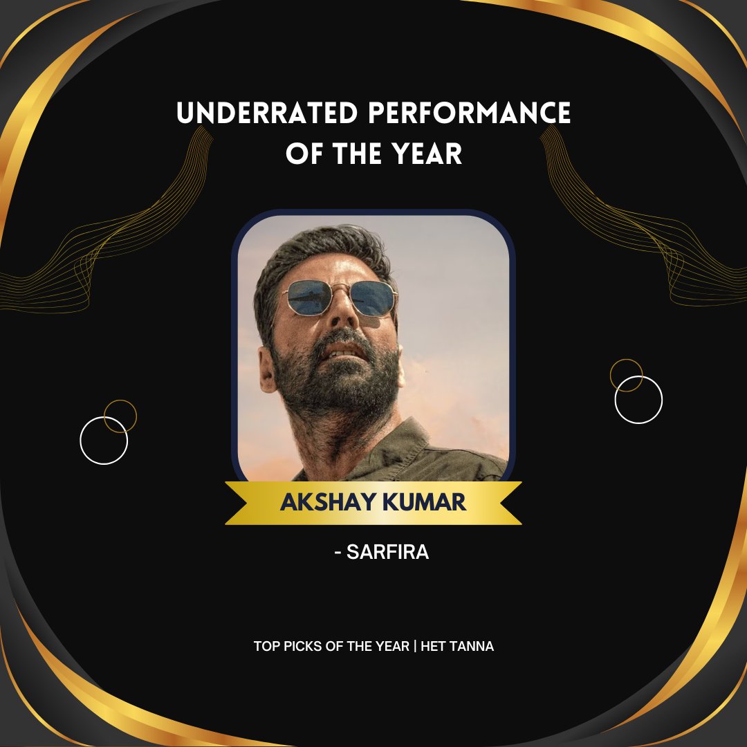 HetTannaHere's tweet image. Underrated Performance of the year: #AkshayKumar for his insane performance in #Sarfira! @akshaykumar 🔥🔥

Top Picks of the Year | Het Tanna |