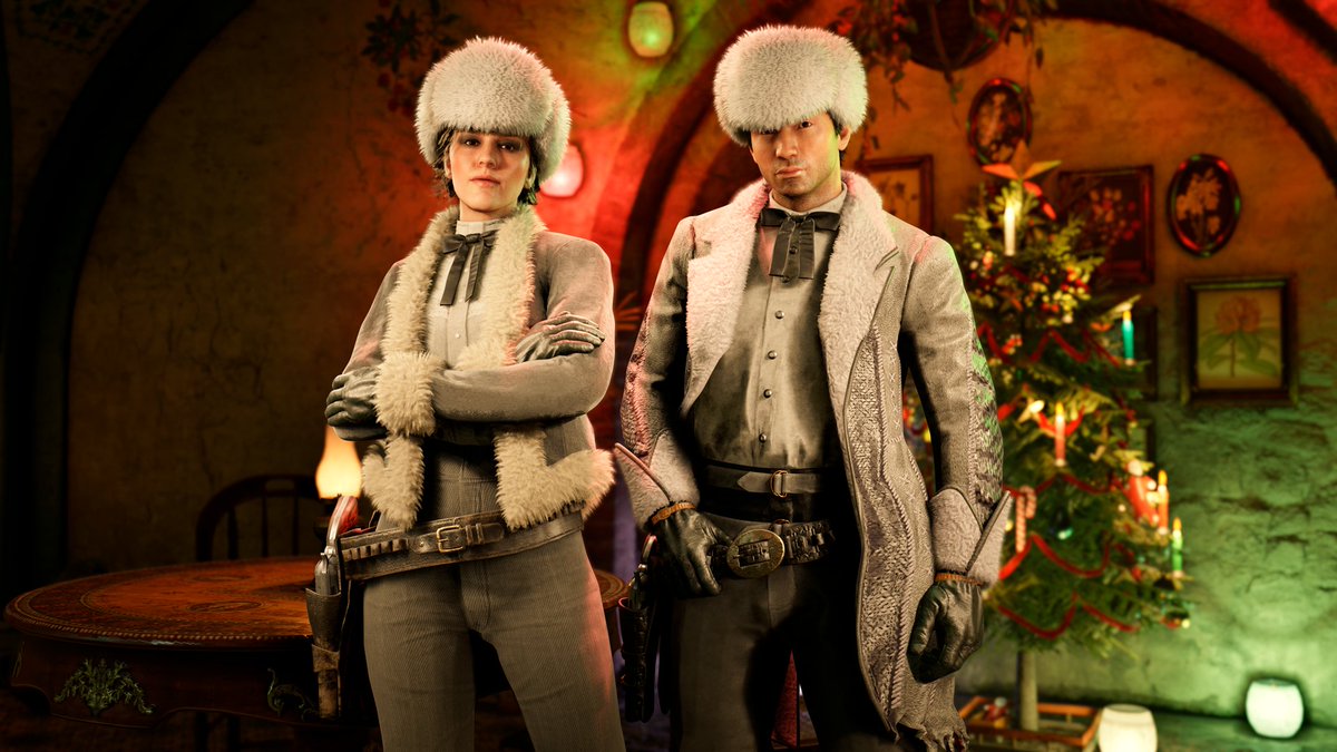 RockstarGamesMN's tweet photo. استقبل العام الجديد في Red Dead Online بزي مجتمعي شتوي أبيض أنيق، صممه YouTuber Addie بعناية.بالإضافة إلى ذلك، احصل على 3 أضعاف المكافآت على A Merry Call to Arms ومكافآت Naturalist والمزيد حتى 6 يناير:https://t.co/WQ2XElsyvU https://t.co/ZJdyyS5prh