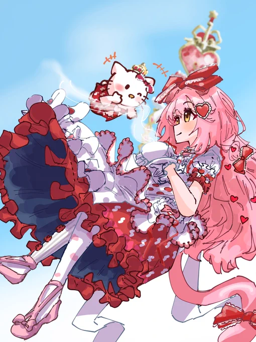 サンリオコラボコーデのゴールデングローちゃんを描きました!もうフリル描きたくないです! #アークナイツ 