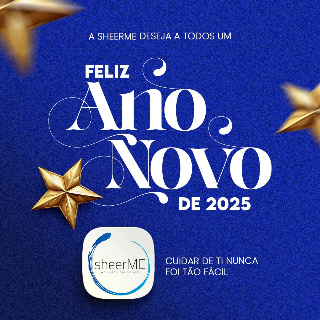 🎉A <a href="/sheerMEapp/">sheerME</a> deseja-te um 2025 cheio de bem-estar🎉

Neste novo ano, dedica-te a ti mesmo. 🫶
Cuida do teu #corpo, #mente e #alma. 

Que 2025 te traga saúde, equilíbrio e momentos inesquecíveis.✨