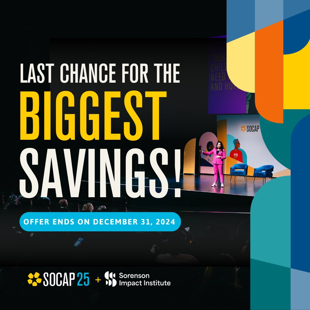 Today is the last day #SOCAP25 tickets are on sale at the lowest price they will be before the event! Get a head start on the impact you’ll make next year by securing your spot today! hubs.la/Q030nd1h0