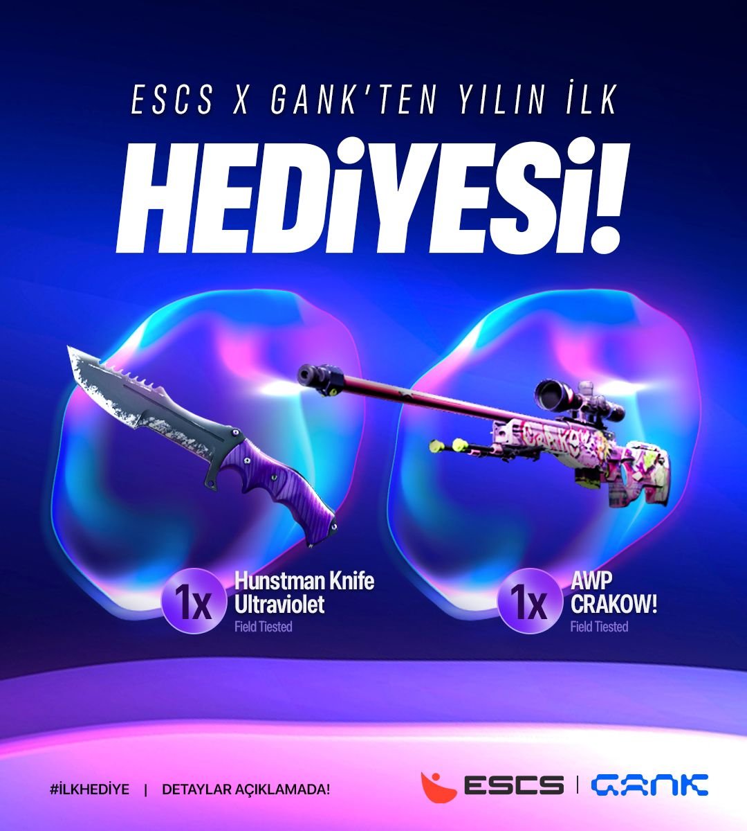 ESCS.gg (@escs_gg) on Twitter photo 🔥 Yeni Yılın İlk Hediyesi GANK'ten! 🎁
Yeni yıla GANK'in muhteşem hediyeleri ile giriyoruz!
🔹 1x Hunstman Knife  | Ultraviolet - Field Tiested
🔹 1x AWP | CRAKOW! - Field Tiested
🎁 Kazanma şansı yakalamak için aşağıdaki adımları takip et:
🔸 Bu gönderiyi beğen ve RT'le.
🔹 🔥 Yeni Yılın İlk Hediyesi GANK'ten! 🎁
Yeni yıla GANK'in muhteşem hediyeleri ile giriyoruz!
🔹 1x Hunstman Knife  | Ultraviolet - Field Tiested
🔹 1x AWP | CRAKOW! - Field Tiested
🎁 Kazanma şansı yakalamak için aşağıdaki adımları takip et:
🔸 Bu gönderiyi beğen ve RT'le.
🔹