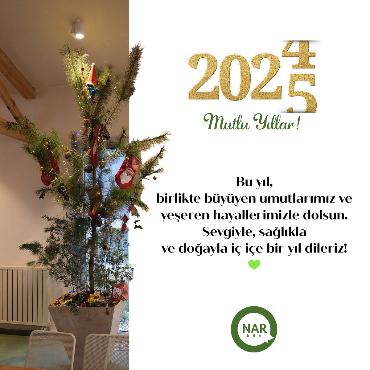 ✨🌟 Mutlu Yıllar! 🌟✨

Bu yıl, birlikte büyüyen umutlarımız ve yeşeren hayallerimizle dolsun.
Sevgiyle, sağlıkla ve doğayla iç içe bir yıl dileriz! 💚

#Narköy #YeniYıl #SürdürülebilirYaşam