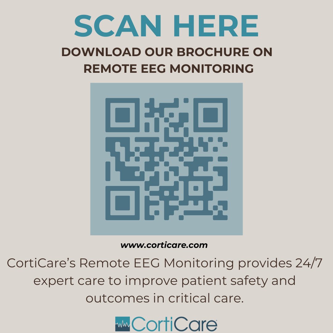 corticare's tweet image. Ensure top-notch care with CortiCare’s Remote EEG Monitoring! 🧠🌟 

Our 24/7 expert service boosts safety and outcomes in critical care, epilepsy, and beyond. 

Scan the QR code or visit corticare.com/services/remot… to learn more! 

#EEGMonitoring #PatientSafety #CriticalCare