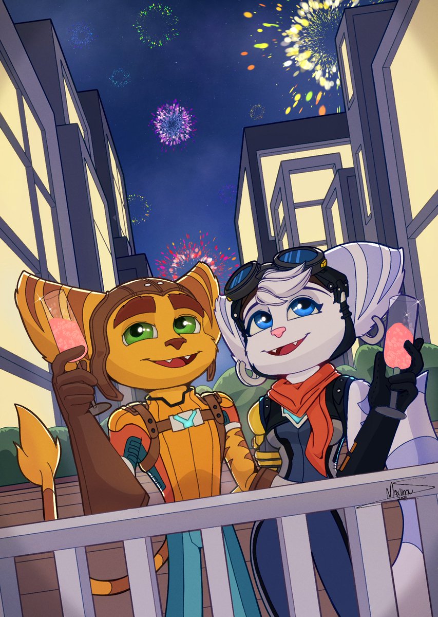 maximuseditor's tweet image. Happy New Year! 🧡💜

Last drawing of 2024, thank you all so much for the support, all the new and old followers, friends, I hope you all had a great year! I plan on doing big things for 2025!
#RatchetAndClank #Ratchet #Rivet